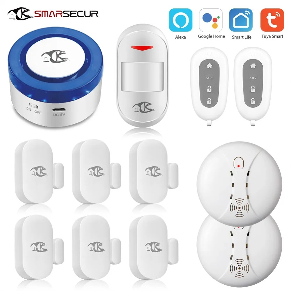 

Wireless smart WIFI alarm siren kits Home security system with Smart life app control