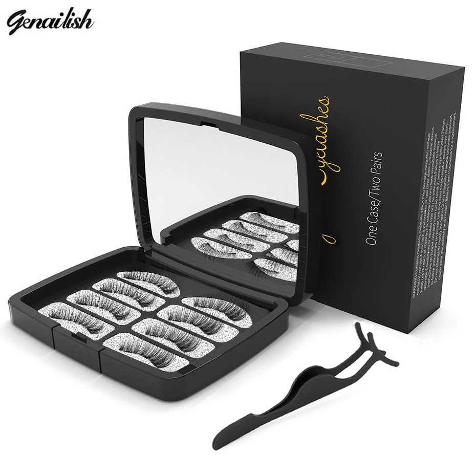 

Genailish 100% Premium Hand Made magnetic eyelashes 3D eyelashes extension lashes 2pairs reuse natural false eyelashes SCT10-2