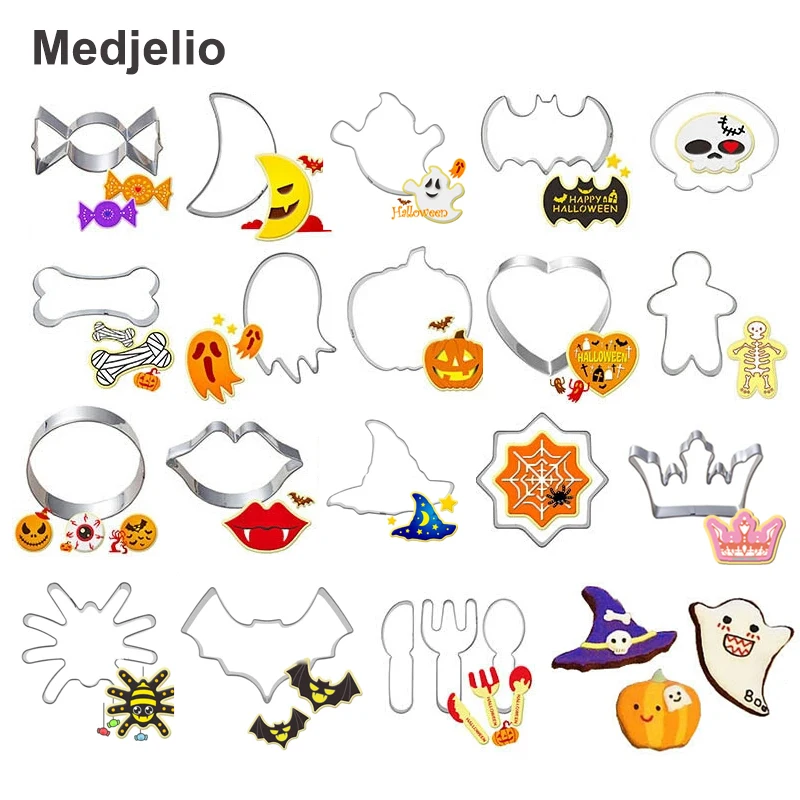 

Medjelio 20pcs Halloween Decor Cookie Cutter Molds Pumpkin Lantern Pastry Tools DIY Kitchen Stainless Steel Baking Biscuit Mould