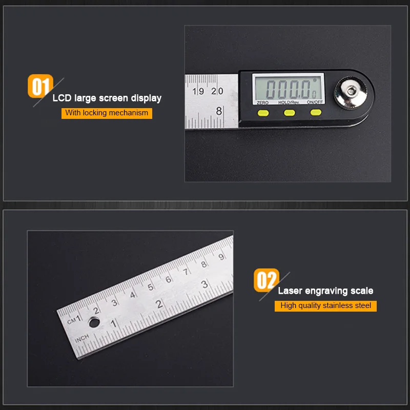 Электронный IP54 из нержавеющей стали угловая линейка для деревообработки транспортир цифровой штангенциркуль дисплей Многофункциональный 360 градусов