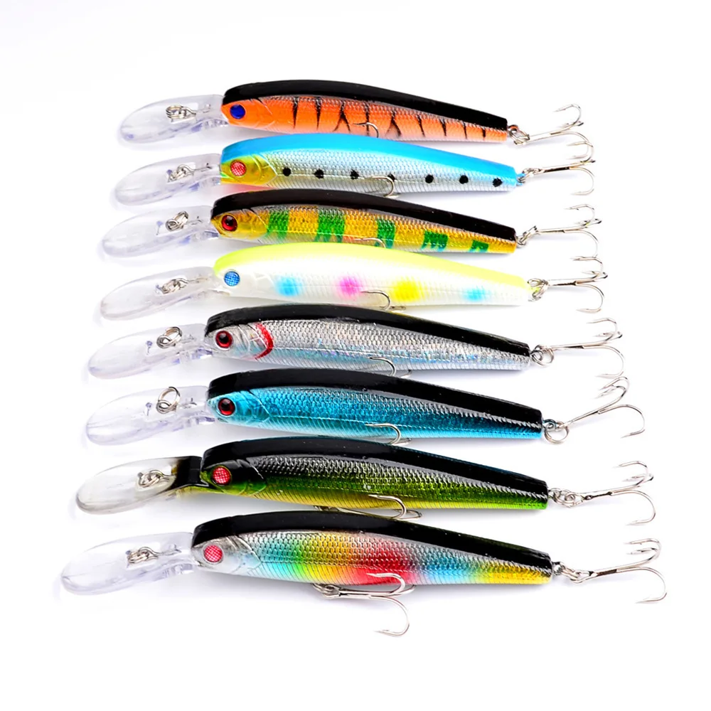 

8pcs/lot 125mm/14g Minnow Fishing Lures Plastic Hard Bait Wobbler Crankbait 3D Eyes Sea Fishing Stickbait Tackle Artificial Bait