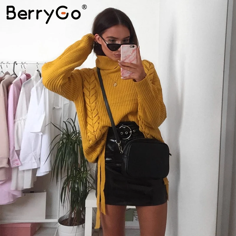 BerryGo Side cross lace up women sweater 2018 Elegant white sweaters pullover female Casual loose autumn winter jumpers sweaters BerryGo Side cross lace up women sweater 2018 Elegant white sweaters pullover female Casual loose autumn winter jumpers sweaters