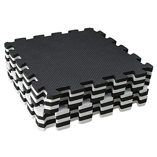 10 Piece Eva Foam Puzzle Exercise Mat Interlocking Floor Tiles White 10 Piece Eva Foam Puzzle Exercise Mat Interlocking Floor Tiles White And Black