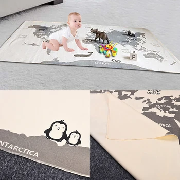 

Newborn Baby Floor Crawling Blanket World Map Pattern Blankets Kids Floor Adventure Racing Games Carpet