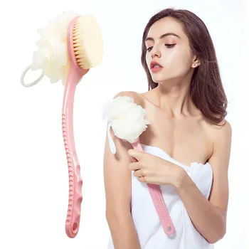 

2 in 1 Body Brush Long Handle Bath Sponge Shower Brush Ball Skin Massager Cleaning Brush Back Spa Scrubber Bathroom Accessories