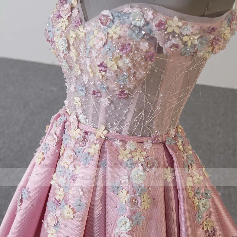 Длинное вечернее платье конфетно-розового цвета с аппликацией и бусинами, пышные вечерние платья для выпускного вечера, вечерние женские платья для свадьбы и выпускного вечера