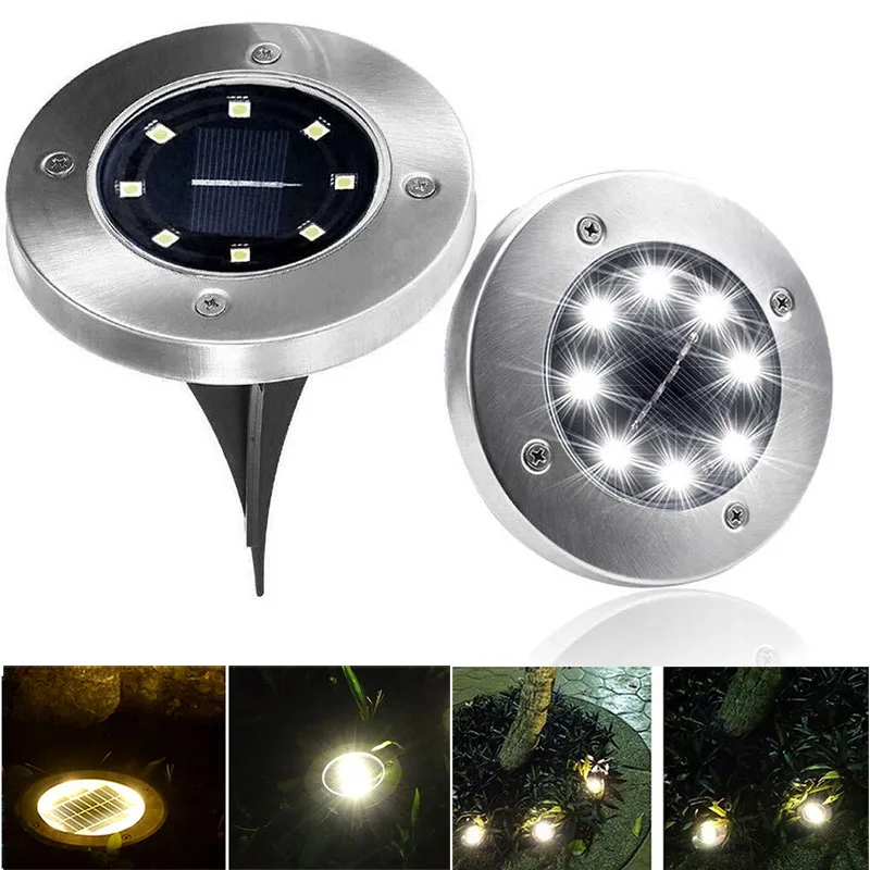 

8Led Solar Underground Lamps Outdoor Waterproof Lawn Lamp Garden Light Path Deck Lights Home Courtyard Driveway Road Landscape