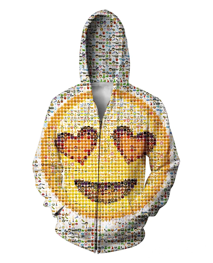 Emoji Zip Up Hoodies Photographic Mosaic Of The Cute Emoticons Hooded
