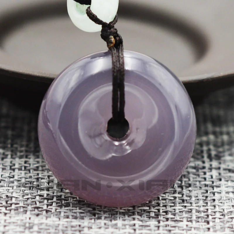

Drop shipping Natural Agate purple Chalcedony Pendant Circle doughnut Pendant Necklace Gift for Women Crystal Jewelry Free Rope