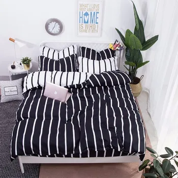 

Home Textile White Black Boy Teens Bedding Set 4pcs King Queen Twin Size Kids Bedlinen Pillowcase Bed Sheet Duvet Quilt Cover