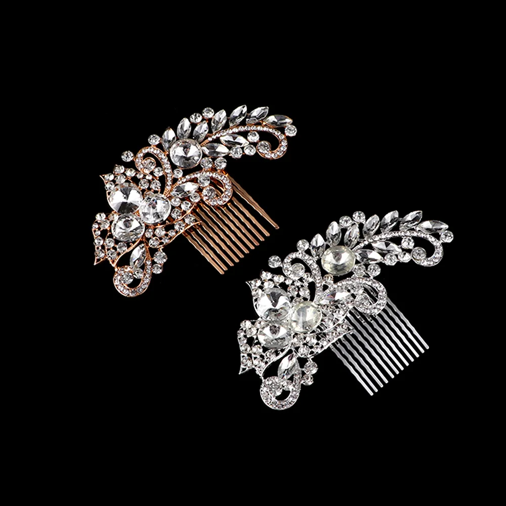 

Elegant Wedding Hair Combs for Bride Crystal Rhinestones Women Hairpins Bridal Headpiece Hair Jewelry Accessories