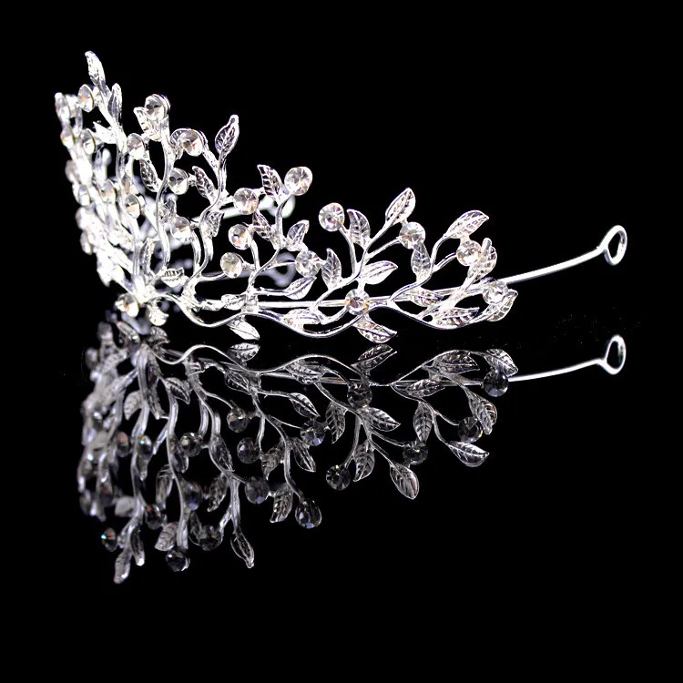 Барокко листья Принцесса Кристалл Свадебные короны Кристальные тиары королева диадема дамы банданы для мужчин события аксессуары волос