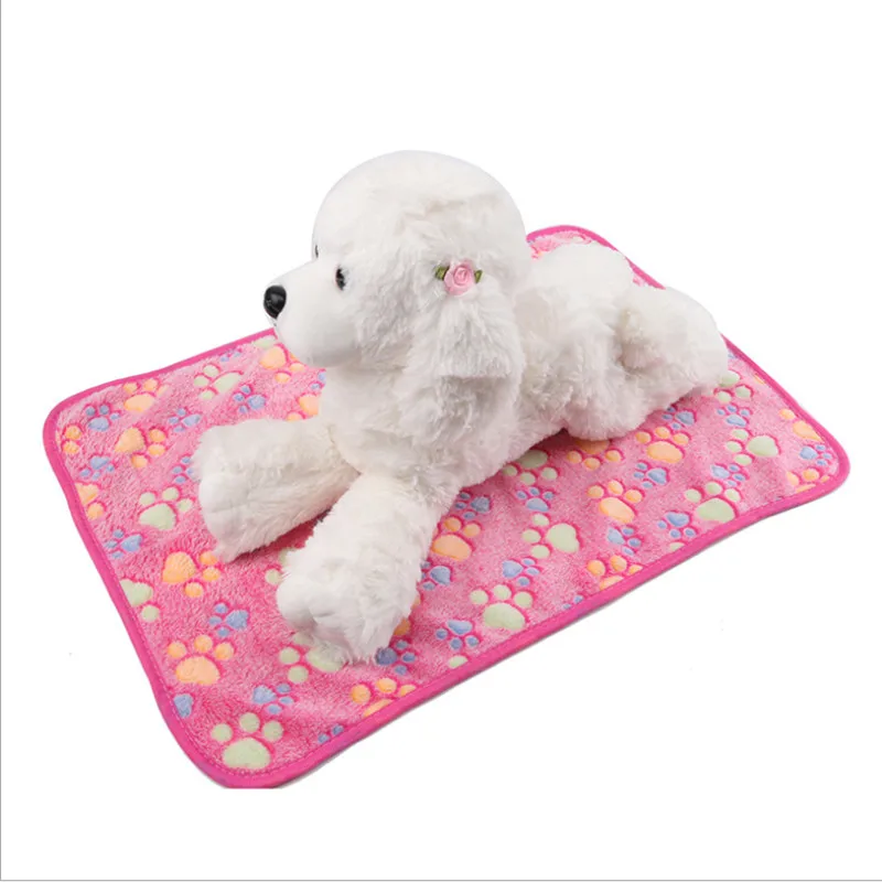 

Pet Soft Pet Blanket Winter Dog Cat Bed Mat Foot Print Warm Sleeping Mattress Small Medium Dogs Cats Coral Fleece Pet Sup