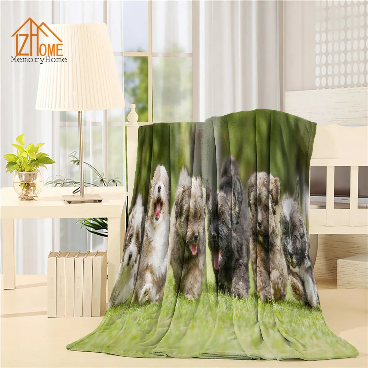 Memory Home Personalized Cute Animal Flannel Fleece Fabric Blanket Dogs