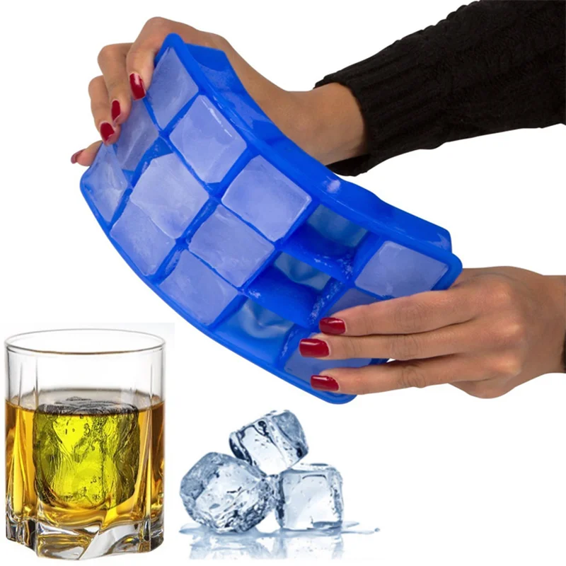 

15 Grids Food Grade Silicone Square Shape Form Ice Cube Mold Tray Ice Cream Chocolate DIY Ice Cube Maker Tray Tool 14