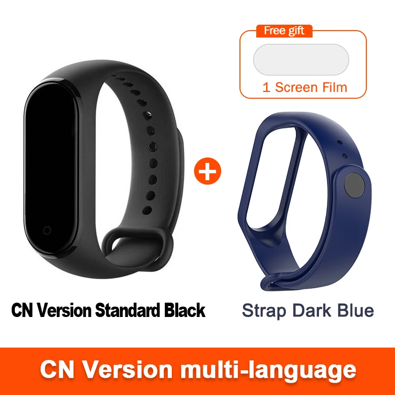 CN add Dark bllue Xiaomi Mi Band 4 умный Браслет пульсометр фитнес цветной экран Bluetooth 5,0 водонепроницаемый спортивный водонепроницаемый смарт-браслет 4 - Color: CN add Dark bllue