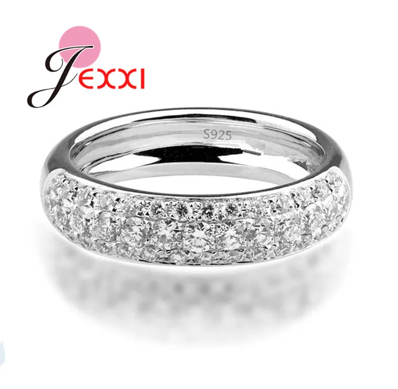 

High Quality Fashion 925 Sterling Silver Rings For Men Cubic Zircon Crystal Bridal Wedding Finger Ring For Woman Bijoux