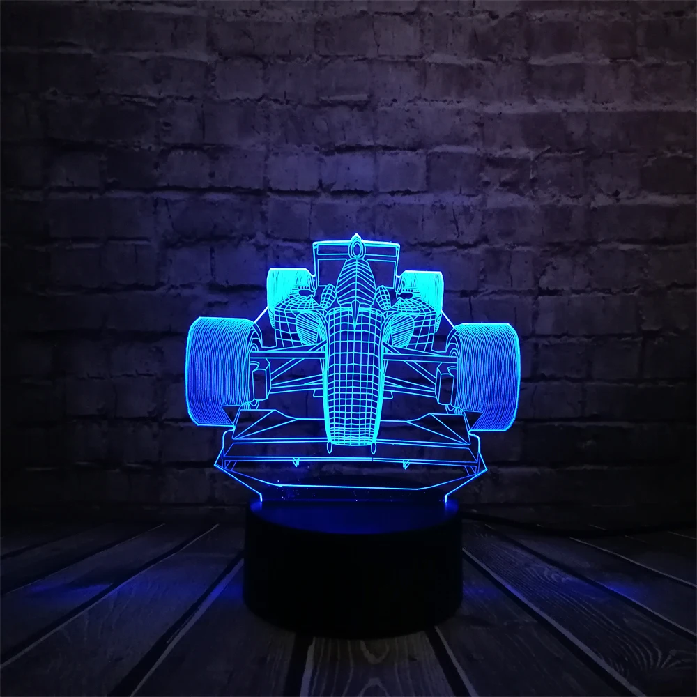 

2018 F1 Car Novelty 3D Lamp Night USB LED Lighting Mulitcolor Christmas Decora luminaria Children Table Kids Toys