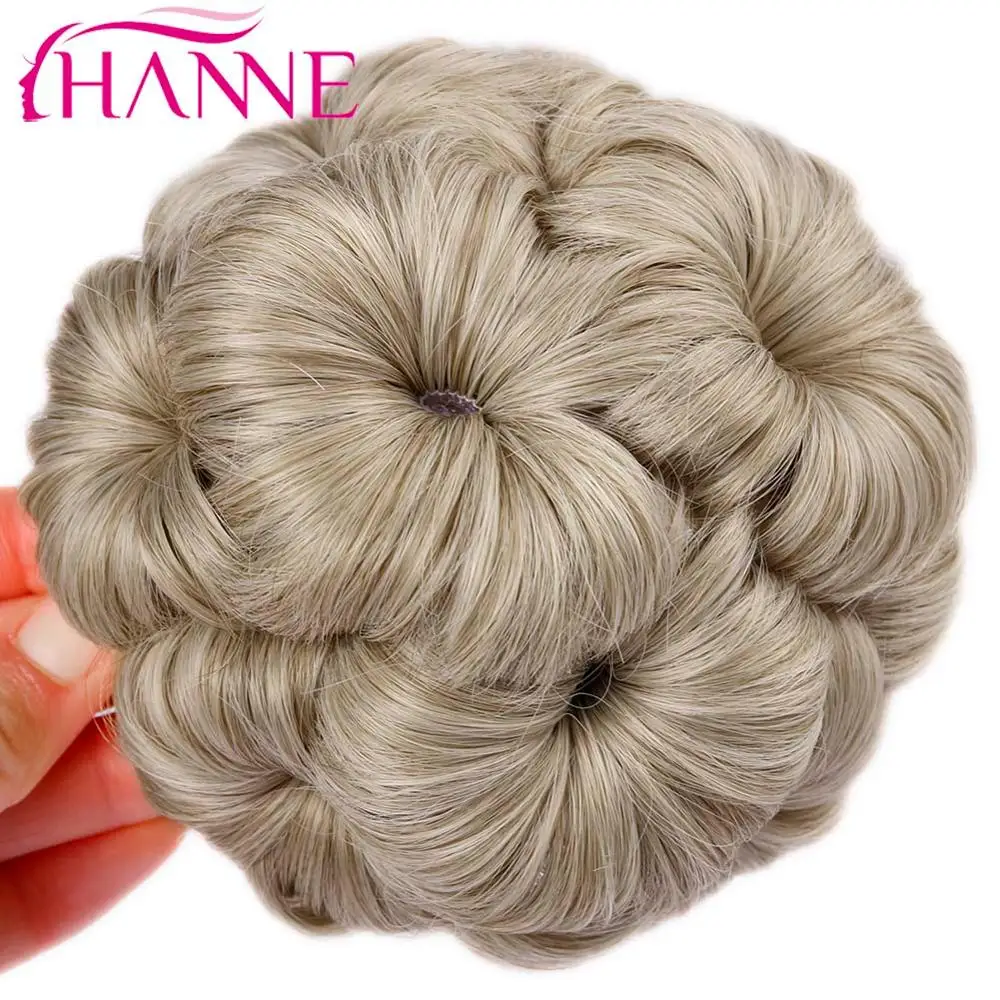 Волосы hanne для женщин шиньон волосы булочка пончик клип в шиньон для наращивания черный/коричневый/красный синтетический Высокая температура волокна шиньон - Цвет: linen Grey