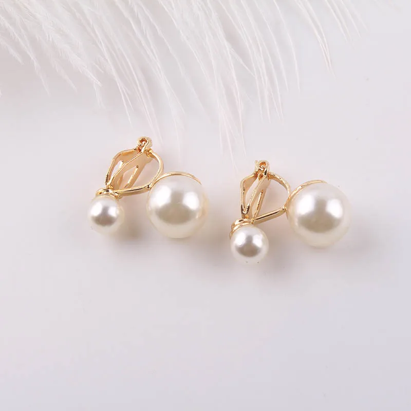 JIOFREE Simulated Pearl Statement Clip on Earrings Women Wedding Party no pierced Earrings Maxi Jewelry Love Christmas Gift