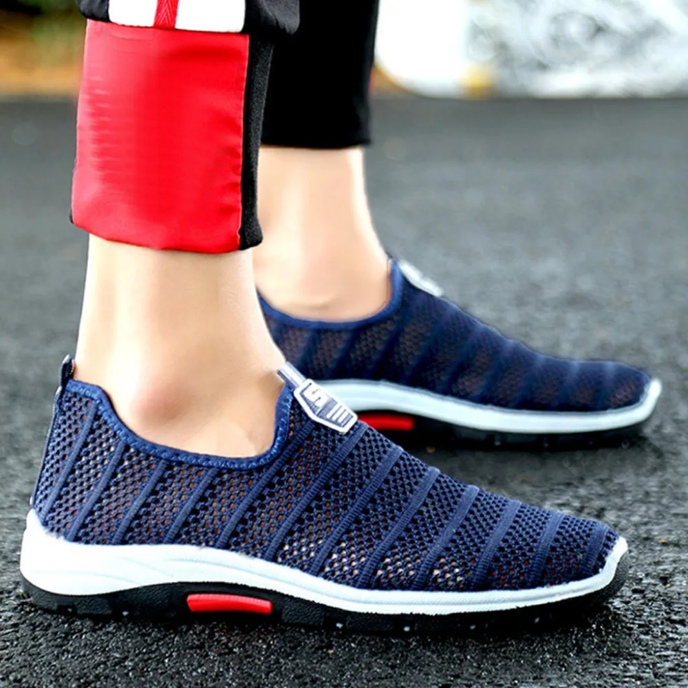2019 Men's hollow flying woven mesh breathable sneakers lightweight soft bottom non-slip running shoes sneakers platform 40J14 (9)