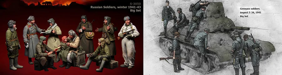 

Assembly Unpainted Scale 1/35 GK Soldier inspect and Russian Soldiers figure Historical Resin Model Miniature Kit