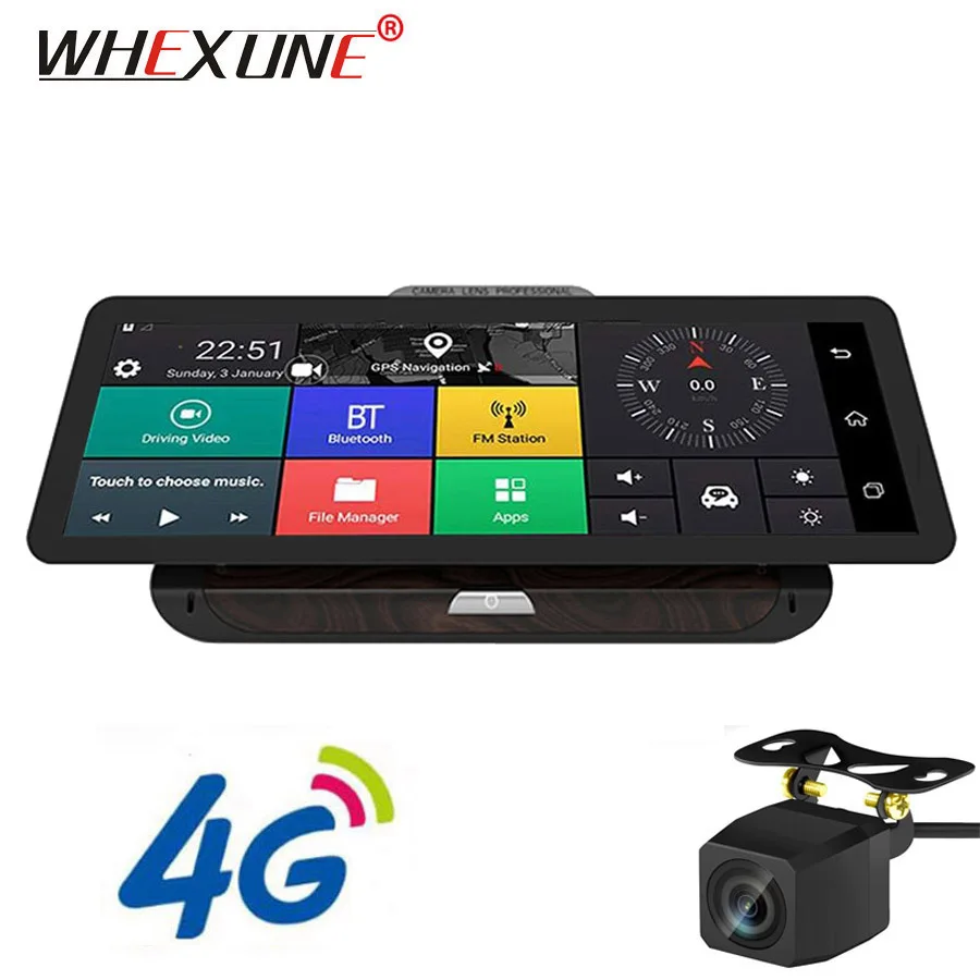 

WHEXUNE 10 Inch 4G Android WiFi Car DVR 1080P Video Camera GPS Navigation ADAS Full HD Camcorder bluetooth Dual lens Dashcam