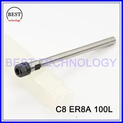 

C8 ER8A 100L Collet Chuck Hoder Straight  Shank Chuck Collect Extension Rod  ER8 Collet ER8A Nut  for CNC Milling