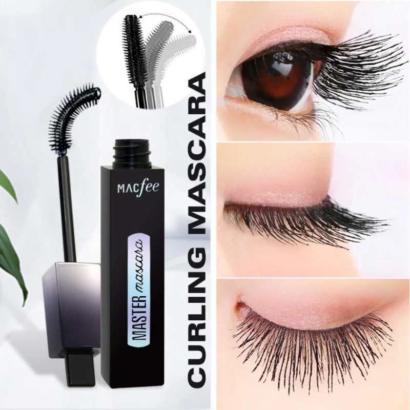 Curved Brush Mascara Curling Black Waterproof Fiber Rotating Curved