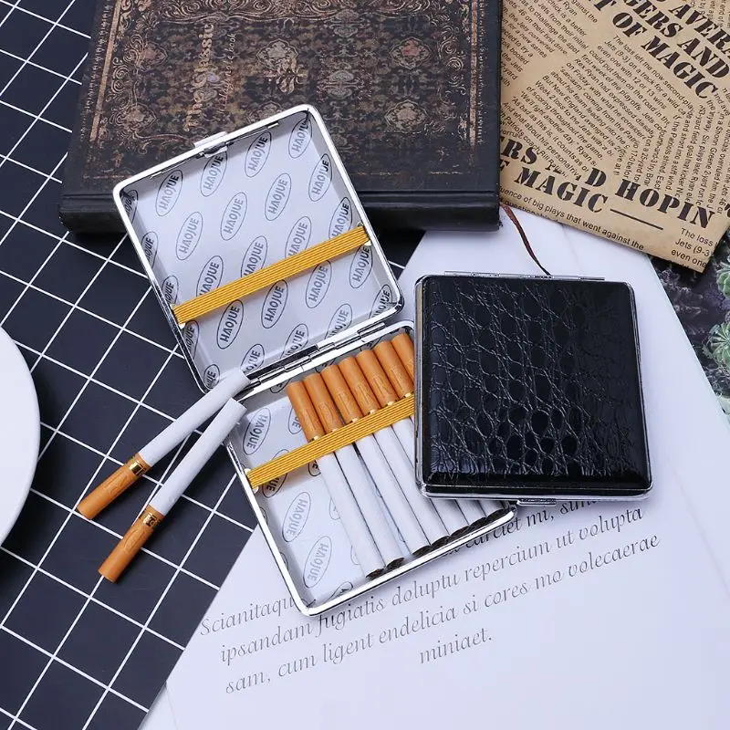 Leather Cigarette Case Personalized Creative 20 Sticks with Rubber Band