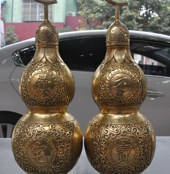 

marked chinese brass fengshui Eight Diagrams Gourd statue Vase Jar Wine vessel