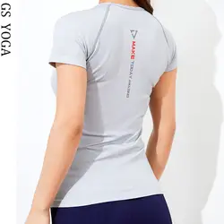 Женская бесшовная спортивная рубашка тренировочный топ тренировка Спортивная одежда для йоги Футболки бег с коротким рукавом Футболка