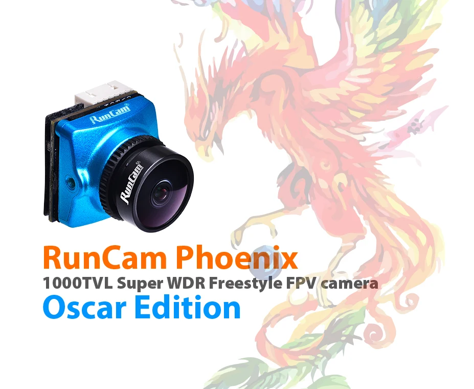 

RunCam Phoenix Oscar Edition 1000TVL FPV Camera 2.5mm Lens 1/3" 120dB WDR Sensor NTSC / PAL Switchable for FPV Racing Drone
