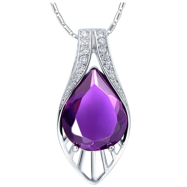 

Purple Rhinestones Jewelry Red Crystal Pendant Necklace Women Bijoux Wedding Accessories Blue Colares Femininos Ulove N755