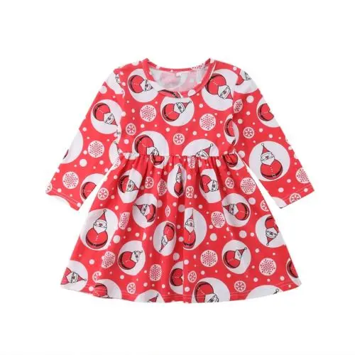 

Fashion Christmas Toddler Kids Baby Girl Dresses Summer Clothes Long Sleeve Party Dress Cotton Clothes Kid Girl 1-6T