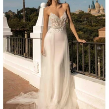 LORIE пляжные свадебные платья на тонких бретелях свадебное платье в стиле "Русалка" с открытой спиной принцесса длинное свадебное платье бохо платье невесты