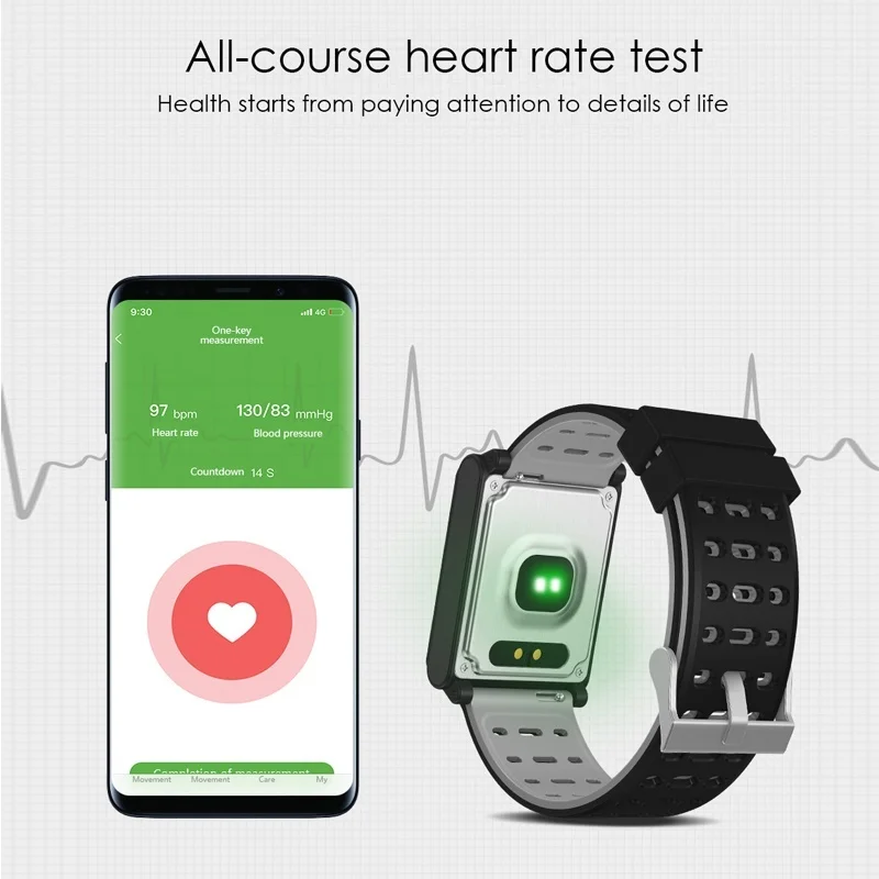 Smart Watch Glass Blood Oxygen Pressure IP67 Waterproof Activity Tracker Smart Watch