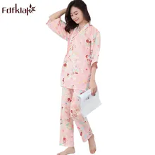 Fdfklak весенне-летние пижамы, сексуальный женский пижамный комплект с v-образным вырезом, женская пижама с принтом, Пижамный костюм, домашняя одежда, Pijama Mujer
