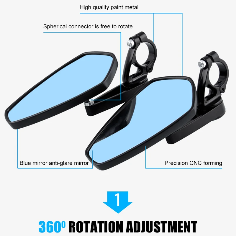 1 пара рожки Руля Мотоцикла зеркало универсальное алюминиевое зеркало заднего вида черная ручка боковые зеркала для руля зеркало для moto