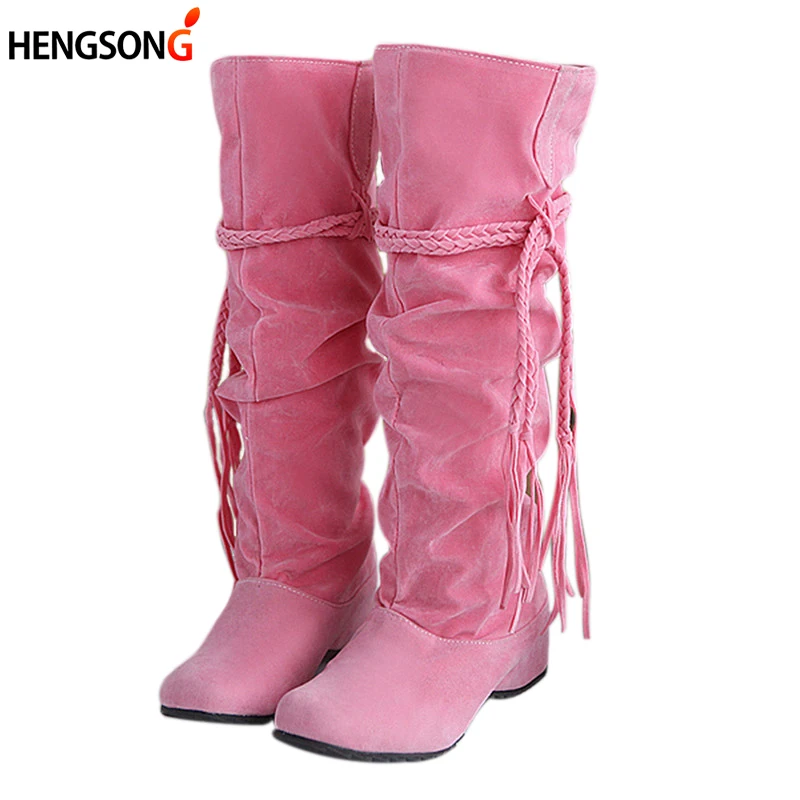 

Plus Size Women Boots Autumn Winter Warm Fringe Half Knee High Boots Ladies Tassel Fleece Shoes Female Botas Feminina 35-43