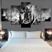 5 шт., черно-белая картина «Рыцарь смерти», настенная наклейка, постер на холсте с изображением игры дарксайдеров, картина для домашнего декора, настенное искусство
