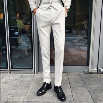 

Mens suit trousers high quality mens dress pants White and black men pant 29 30 31 32 33 34 36