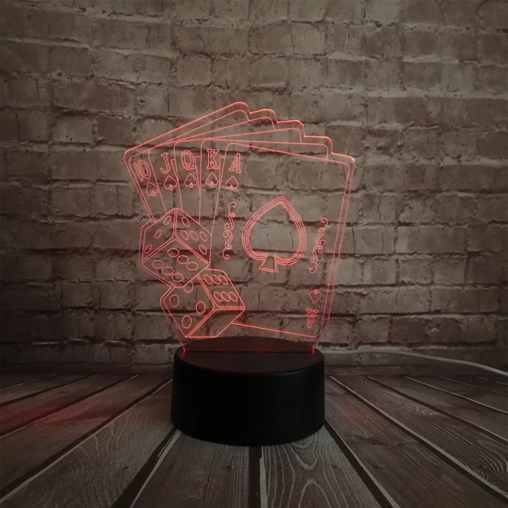 Креативный 3D светодиодный USB светильник волшебник украшение Техасский HOLD EM Dice Poker