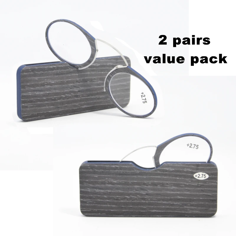 

2PCS Value Pack Wooden Stripe Go Everywhere SOS Pince Nez Style Nose Resting Pinching Reading Glasses yr8209-2