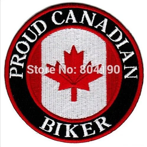 

PROUD CANADIAN BIKER CANADA FLAG Biker Vest Jacket Back Embroidered Iron on patches Badge Transfer 7cm*7cm