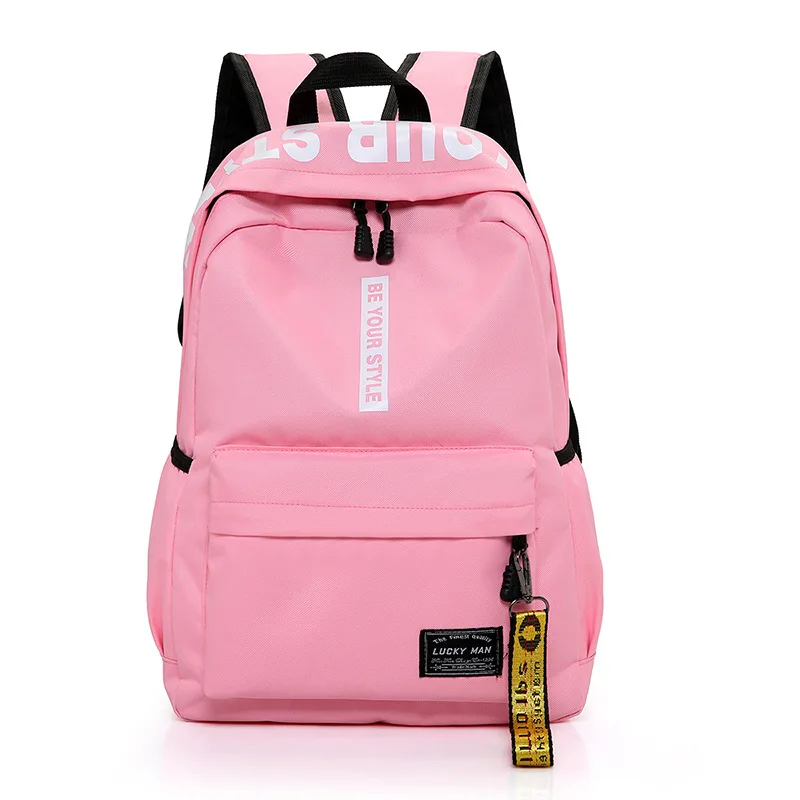 Черный нейлоновый женский школьный рюкзак для девочек-подростков, женский рюкзак для подростков, мужской школьный рюкзак в повседневном стиле, Студенческая сумка для книг - Цвет: Розовый