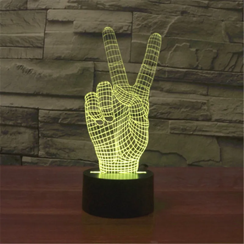

AUCD Creative 7 Colors 3D YES Win Acrylic Visual LED Table Lights Home Bedroom Decor Victory Sign Night Lamp Valentines Gifts 99