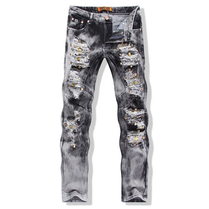 europen American style fashion brand Men s Casual Slim jeans luxury quality straight pop Denim trousers