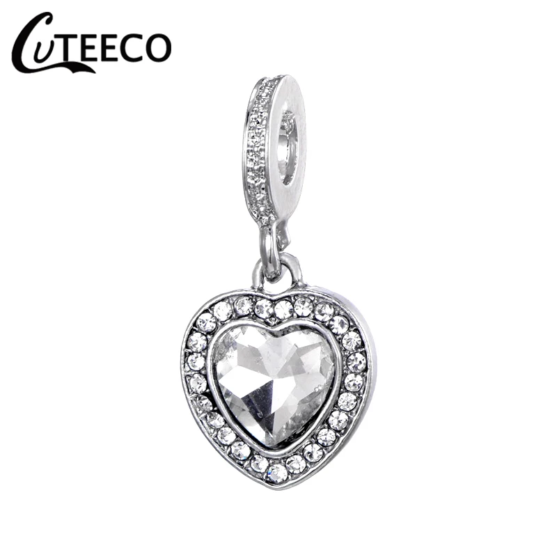 CUTEECO роскошный Любовь Сердце милый кулон с кристаллом подходит бренд браслет и