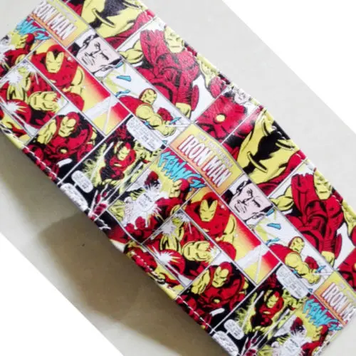 

2018 Marvel Comics The Avengers Iron Man 8 Bifold wallets Purse Red 12cm Leather W445